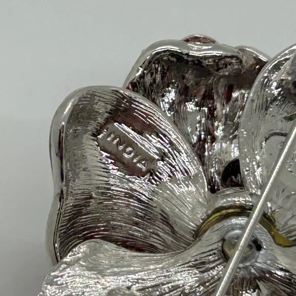 Vintage Nolan Miller Brooch First Lady Red Rose Nancy Regan Rhinestone Brooch - Picture 13 of 16